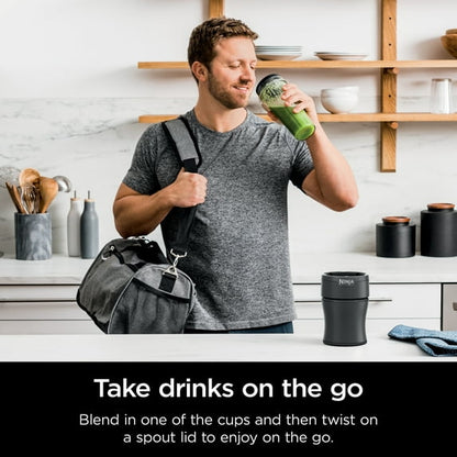 Ninja Nutri-Blender 20-Oz Personal Blender, (2) 20-Oz Dishwasher-Safe To-Go Cups, Smoothie, BN300GY Gray