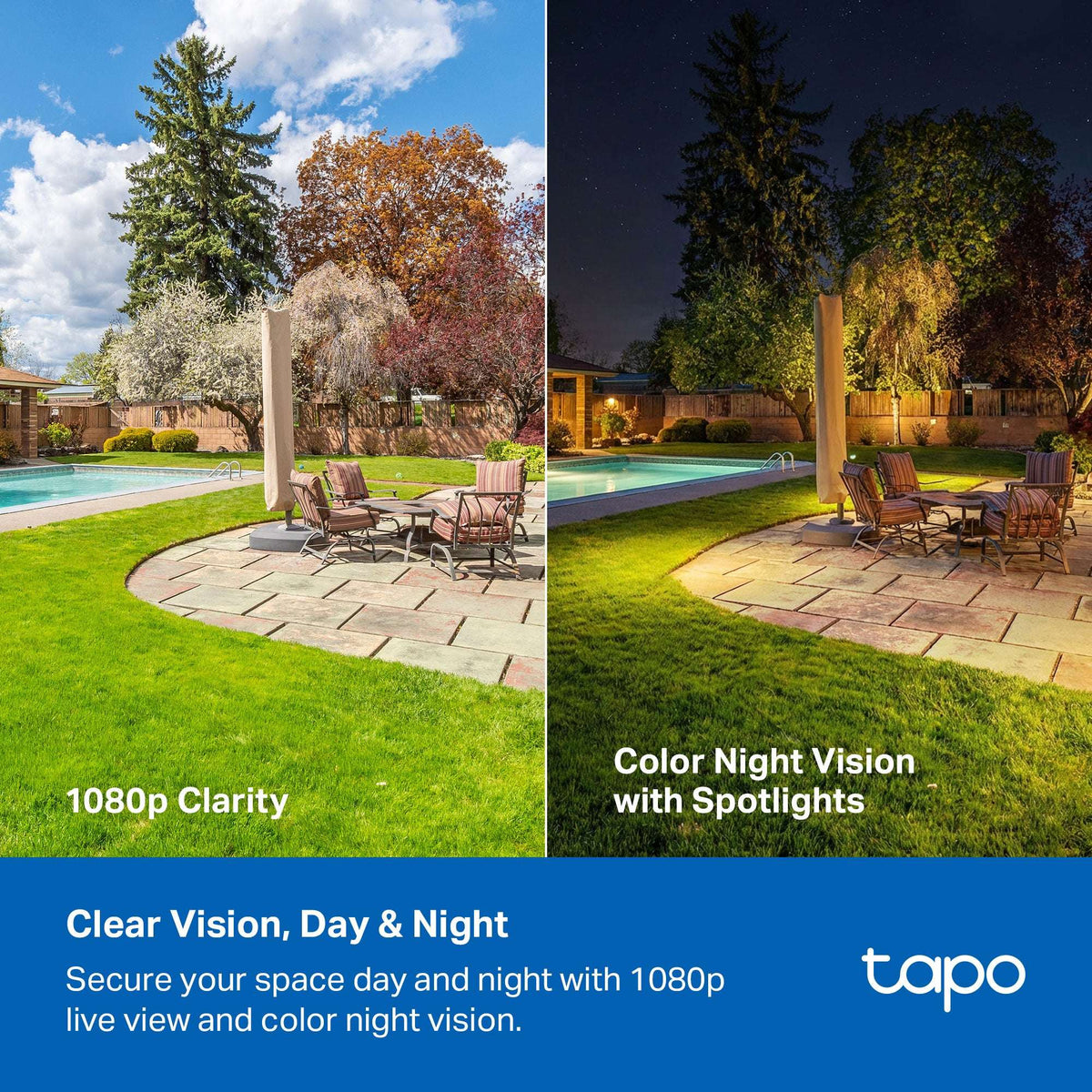 TP-Link Tapo TCW61 Indoor/Outdoor HD Security Camera with Color Night Vision, Free Smart AI Detection, No Subscription Needed, 2-Way Audio, Local Storage, Alexa & Google Home Compatible