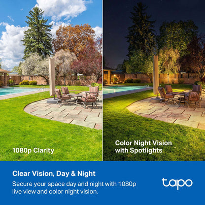 TP-Link Tapo TCW61 Indoor/Outdoor HD Security Camera with Color Night Vision, Free Smart AI Detection, No Subscription Needed, 2-Way Audio, Local Storage, Alexa & Google Home Compatible