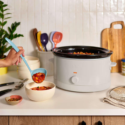 bella 6 Qt Manual Slow Cooker with 3 Temperature Settings, Ceramic Nonstick Coating, Dishwasher Safe Stoneware Pot & Tempered Glass Lid, Oatmilk