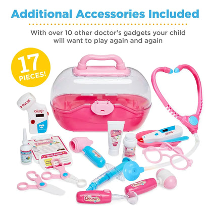 Best Choice Products Play Doctor Kit for Kids, Pretend Medical Station Set with Carrying Case, Mobile Cart