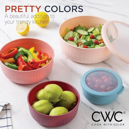 COOK WITH COLOR Meal Prep Containers Wide Mixing Bowls Food Storage Containers with Lid