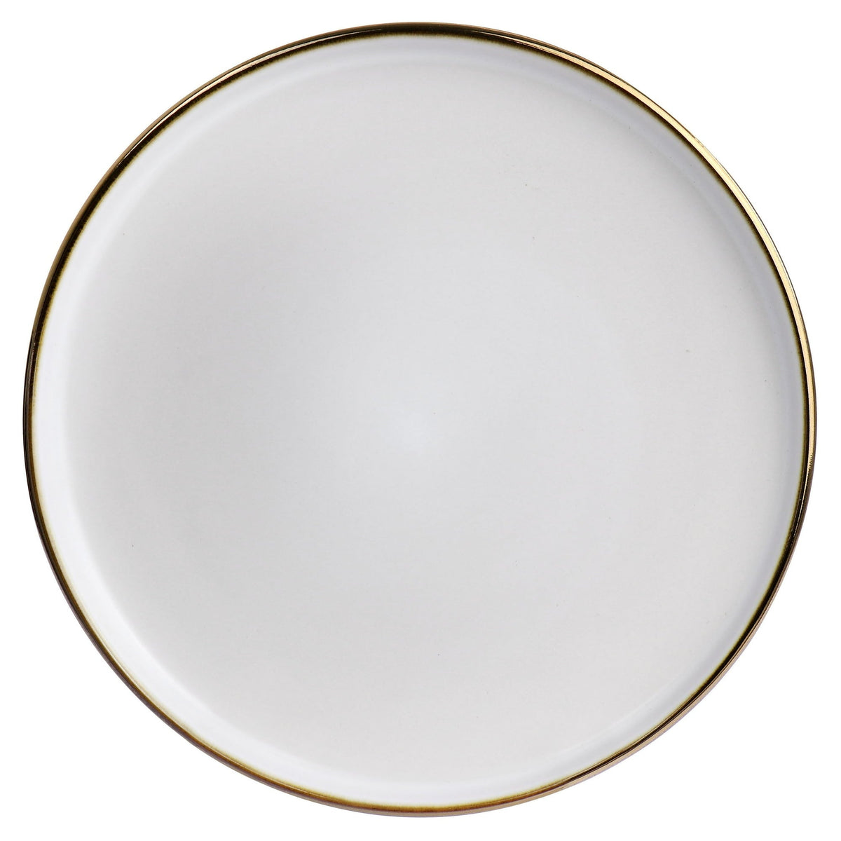 Elama Arthur 6 Piece Stoneware Salad Plate Set in Matt White with Gold Rim