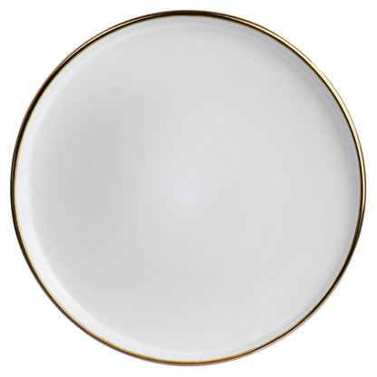 Elama Arthur 6 Piece Stoneware Salad Plate Set in Matt White with Gold Rim
