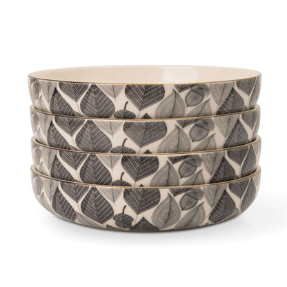 Thyme & Table 4-Pack Stoneware Low Bowls, Red Leaf