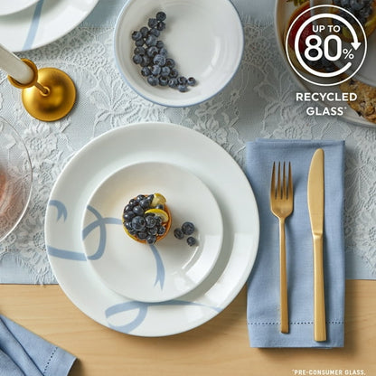 Corelle Blue Ribbons 12-Piece Glass Dinnerware Set (Service for 4)