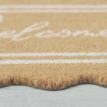 My Texas House Welcome Natural Scalloped Edge and Border Outdoor Coir Doormat, 18" x 30"