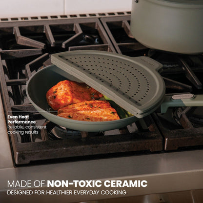 Thyme & Table 12.5" Ceramic Non-Stick Fry Pan Granite Collection - Moss