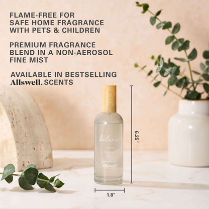 Allswell Balance (Balsam + Mahogany + Musk) Scented Room and Linen Spray 3.4 Fl Oz (100mL).