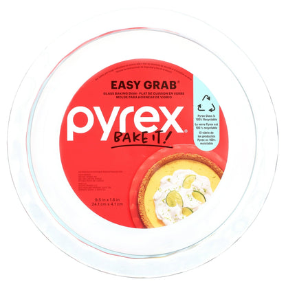Glass Pie Plate 9.5", Pyrex®, Easy Grab, 1 Piece