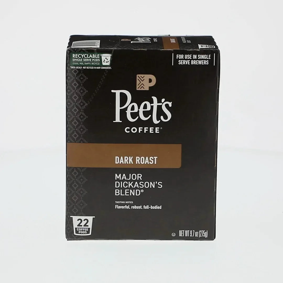 Peet's Coffee Major Dickason's Blend Premium Dark Roast Single Serve Coffee Pods, 22 Count