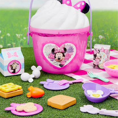 Disney Junior Minnie Mouse Fab Food Bucket, 25-Pieces, Pretend Kitchen Playset Baby and Toddler Toys