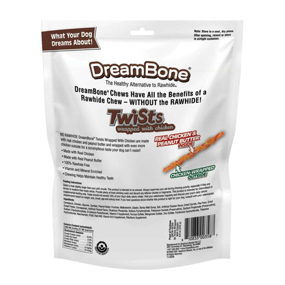 DreamBone Twists Wrapped With Chicken, Made With Real Peanut Butter, No-Rawhide Chews For Dogs, 36 Sticks