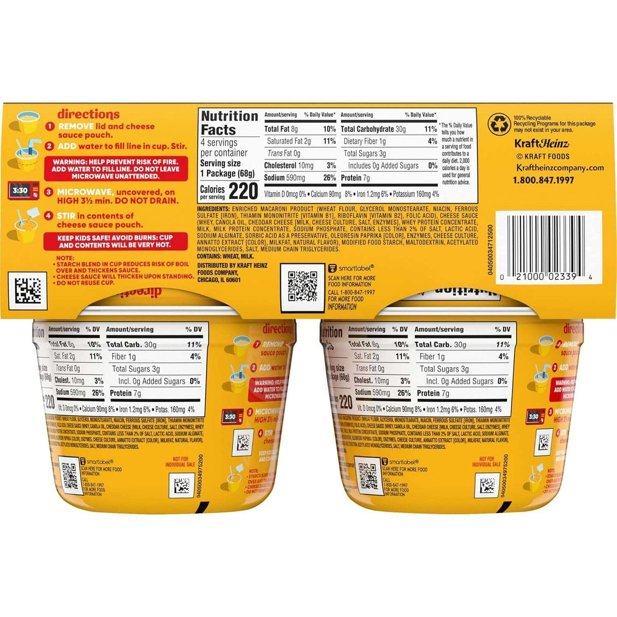 Velveeta Shells and Cheese Mac and Cheese, 8 Cups, for Easy Snacks or Dinner Sides, Original Flavor, 2.39 oz