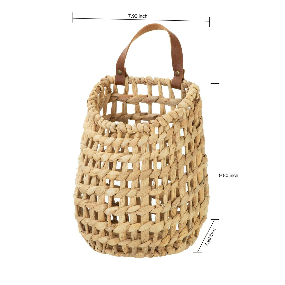 (2 pack) Better Homes & Gardens Water Hyacinth Hanging Basket with Faux Leather Strap