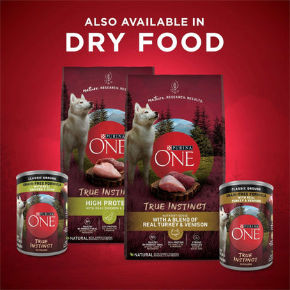 Purina ONE True Instinct Classic Ground Grain-Free Formulas With Real Turkey and Venison, and With Real Chicken and Duck Wet High Protein Dog Food Variety Pack