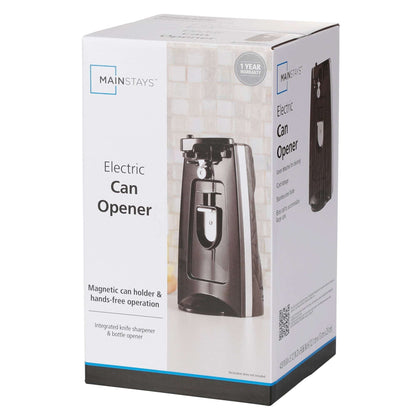 Mainstays Can Opener and Knife Sharpener, Bottle Opener with Removable Cutting Lever Black