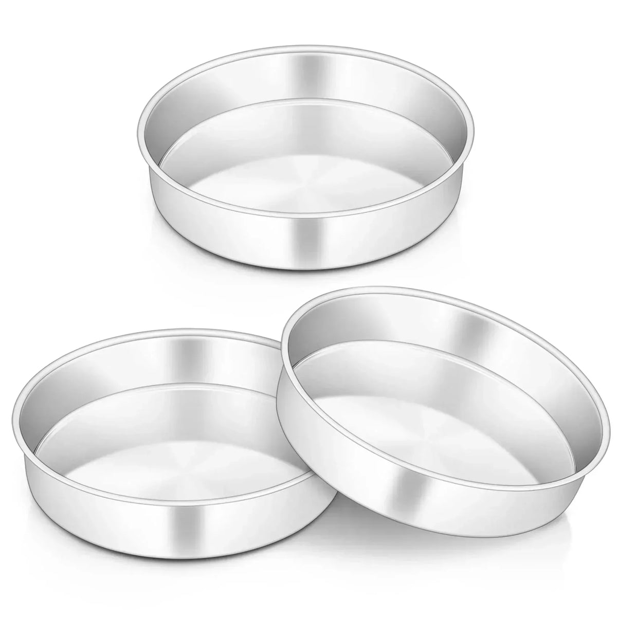 Vesteel Cake Pan, Stainless Steel Round Layer Cake Baking Pans, Non-Toxic & Healthy, Mirror Finish & Dishwasher Safe