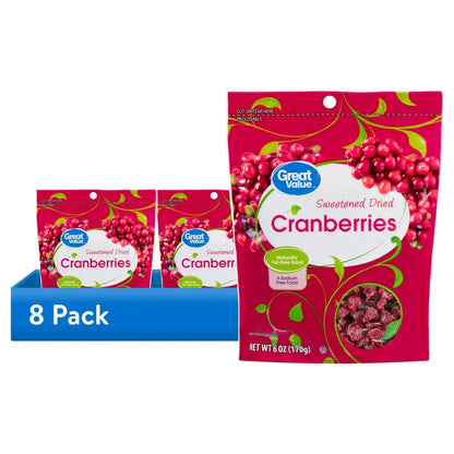 Great Value Sweetened Dried Cranberries, 6 oz