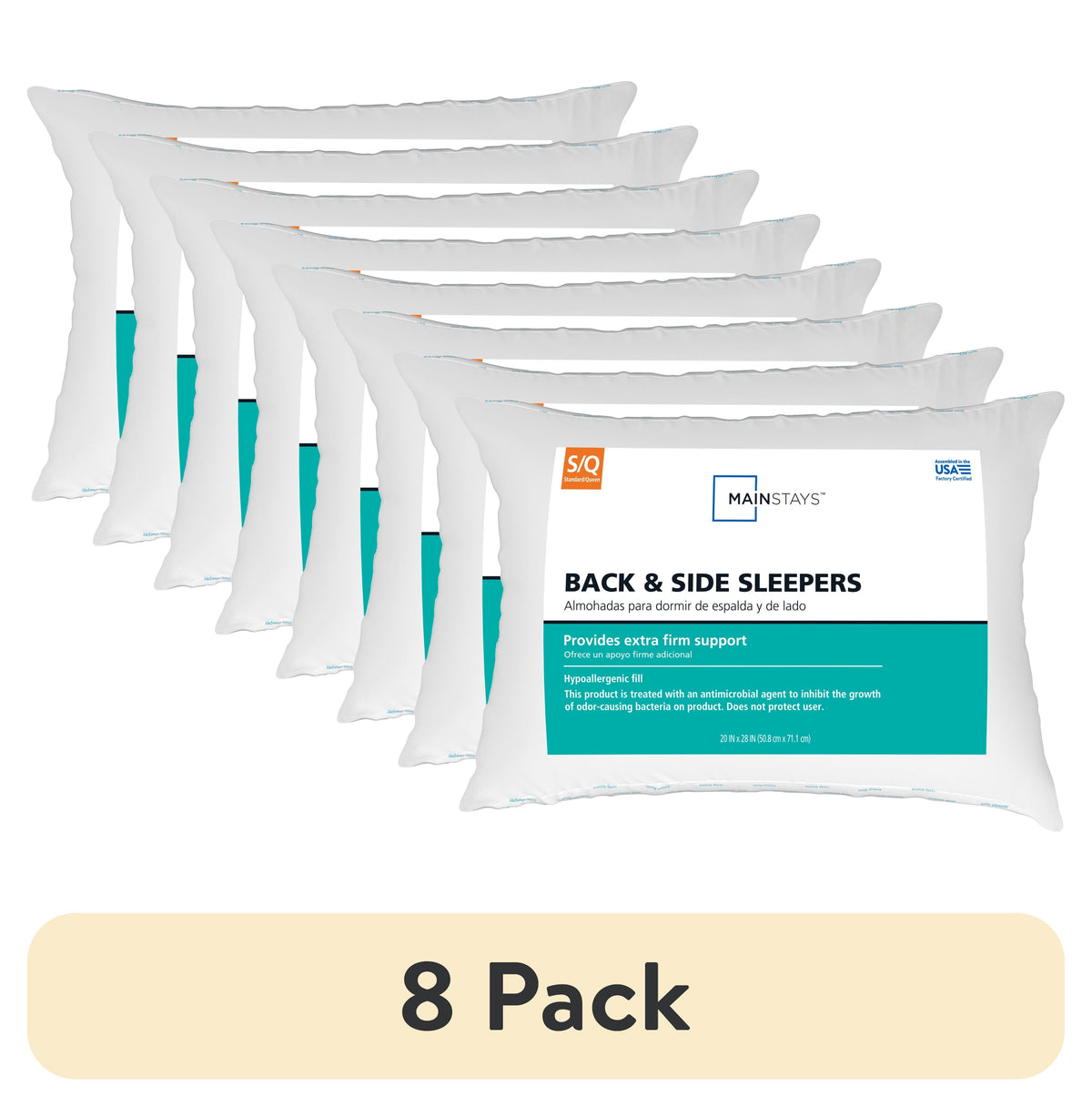 Mainstays Back & Side Sleeper Bed Pillow, King - Extra Firm Support