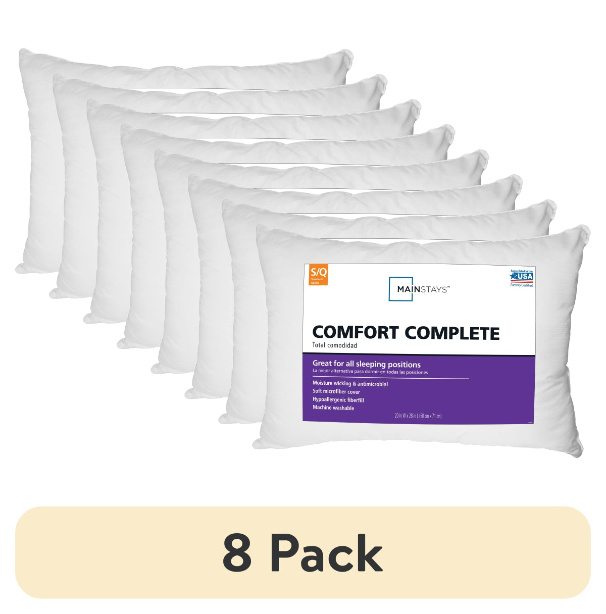 Mainstays Comfort Complete Bed Pillow, Standard/Queen