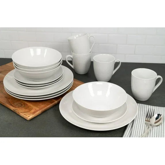 Ten Strawberry Street Simply White Coupe 16-Piece Ceramic Dinnerware Set