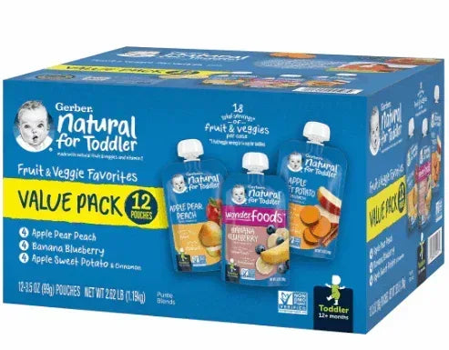 Gerber Natural Baby Food Pouches for Toddler 12+ Months, 12 pk./3.5 oz.