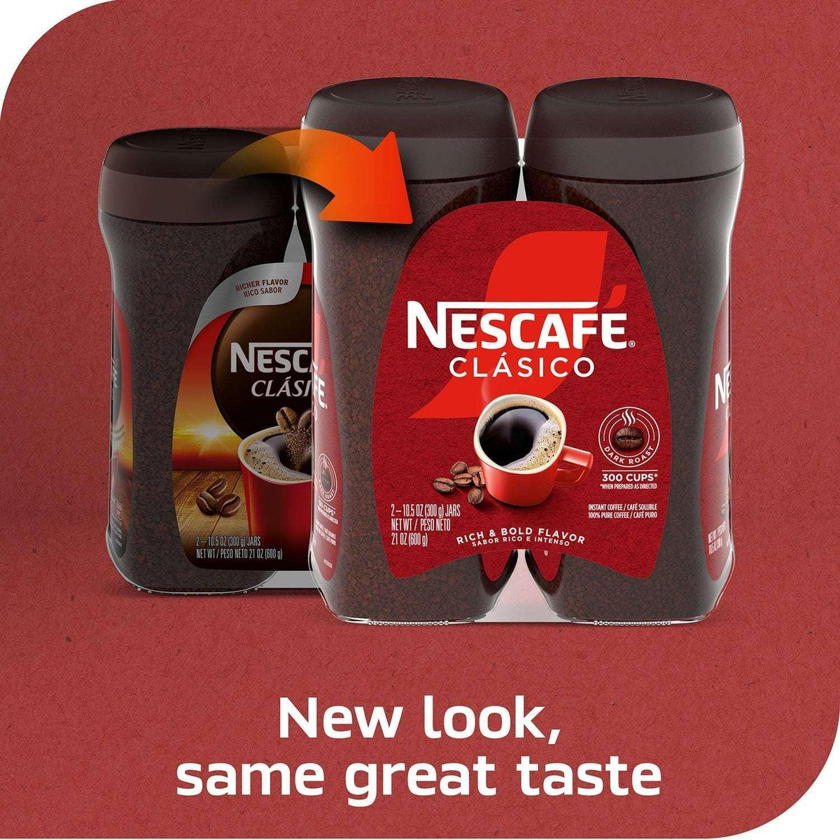 Nescafé Clasico Dark Roast Instant Coffee, 21 oz.