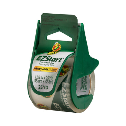 Duck Brand EZ Start Packing Tape with Dispenser, 1.88 in x 25 yd, Clear, 1 Roll