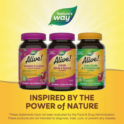 Nature's Way, Alive! Hair, Skin & Nails Gummies, Strawberry, 60 Gummies