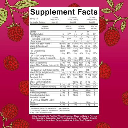 MaryRuth's Morning Multivitamin Liquid, Raspberry, Unisex, 32 Fl Oz, Vegan, Non-GMO, Vitamins C and D