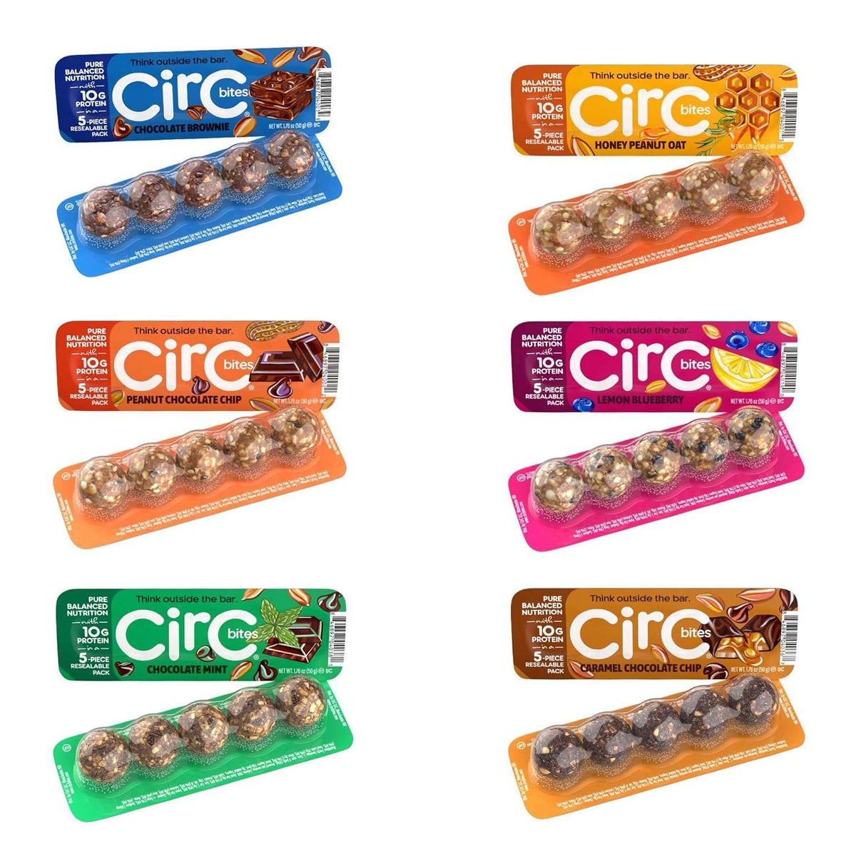 CirC Energy Bites - 12 Pack Peanut Chocolate Chip Gluten Free Protein Balls - 10g Protein, Whole Grains, Nuts & Fruit - Portable Healthy Snacks for Adults & Kids.
