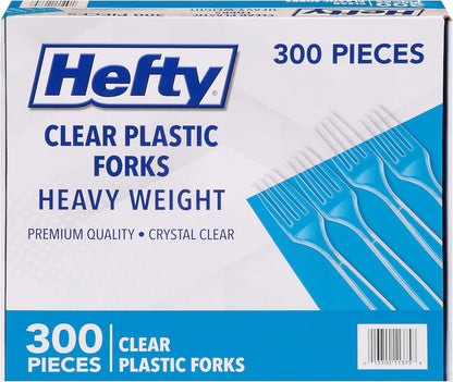 Hefty Wrapped Disposable Plastic Utensils Set, White Disposable Utensils for Picnics, BBQs, Camping, Parties, and More, Includes Forks, Spoons, and Knives