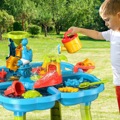 Dinosaur Planet Sand Water Table for Toddlers, 4 in 1 Sand Table and Water Play Table, Kids Table Activity Sensory Play Table Beach Sand Water Toy for Outdoor Backyard for Toddlers Age 2-4 Gift