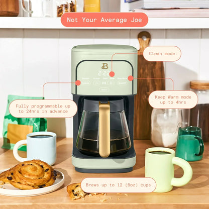 Beautiful 12 Cup Programmable Coffee Maker, White Icing by Drew Barrymore