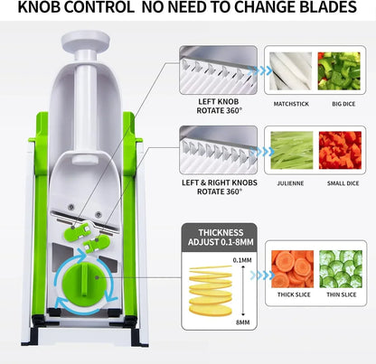 Mandoline Slicer for Vegetables Fruits, Adjustable Thickness Stainless Steel Food Cutter & Chopper, Safe and Quick Meal Preparation