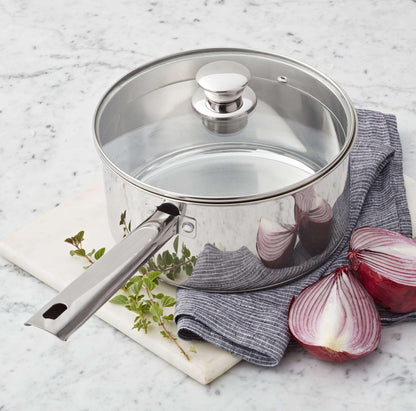 Mainstays 3 qt Induction Compatible Stainless Steel Saucepan with Lid