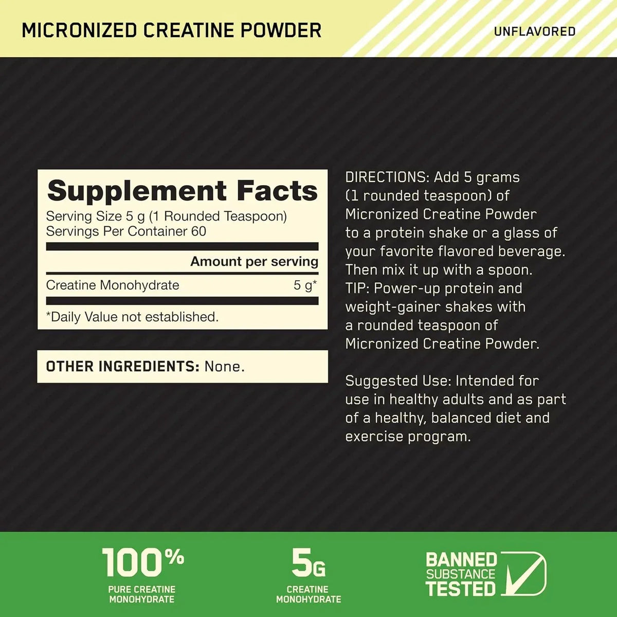 Optimum Nutrition, Micronized Creatine Powder, Unflavored, 1.32 lb (600 g)