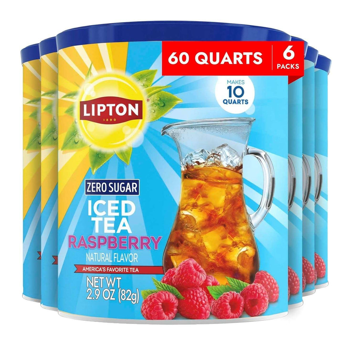 Lipton Zero Sugar Iced Tea Mix, Raspberry Flavor Black Iced Tea, Makes 10 Quarts (select size)