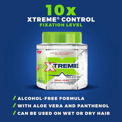 Xtreme Pro-Expert Clear Styling Hair Gel, Alcohol-Free 24-Hours Extreme Control with Aloe Vera, 8.81 oz Jar (Pack of 24)