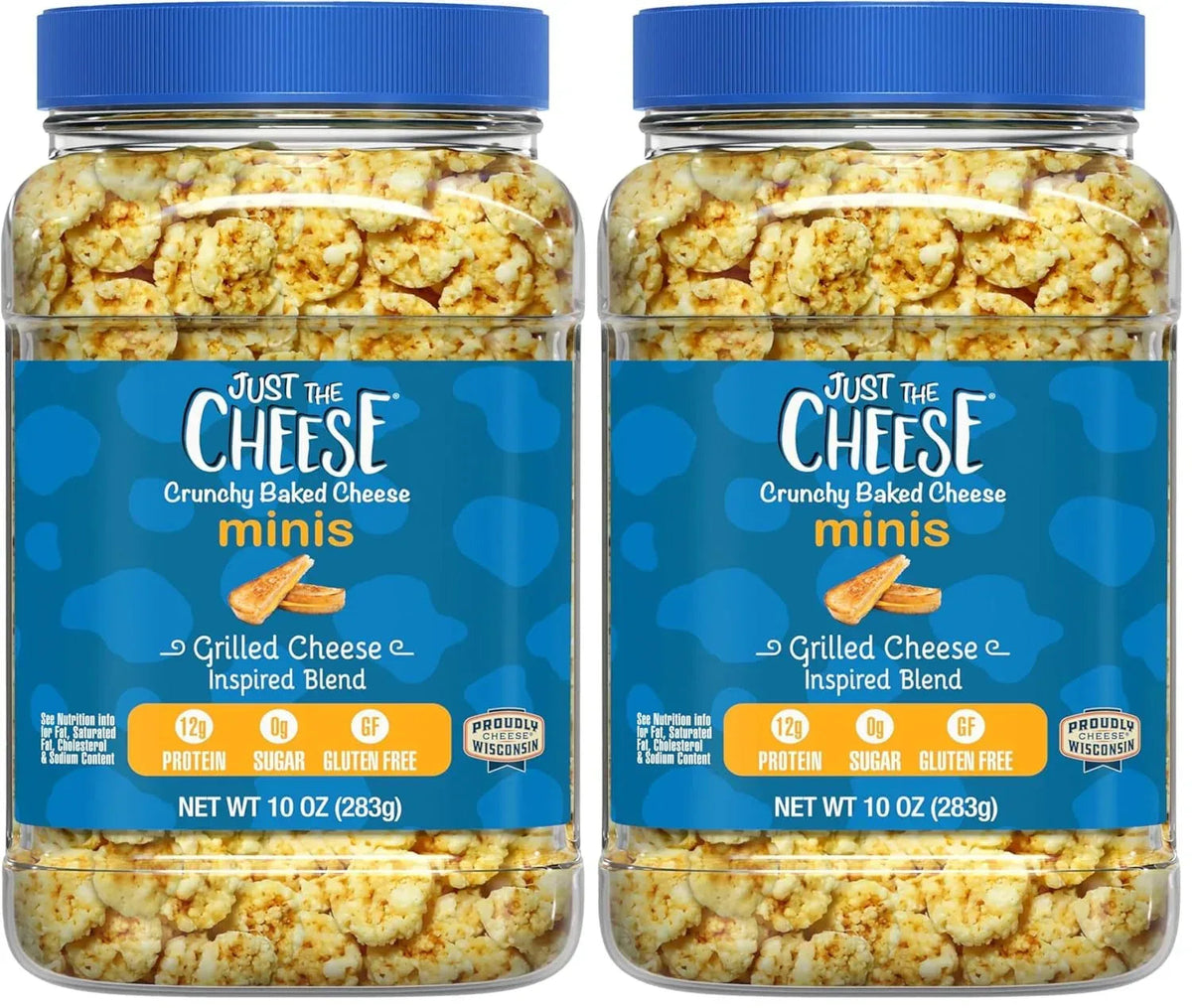 Just the Cheese Minis – Cheese & Aged Cheddar Blend Crisps, 12 oz Jar, Delicious Low-Carb Lifestyle Protein Chips, High-Protein, Gluten-Free Crisps, Keto-Friendly, Zero Sugar, Perfect Snack for Adults