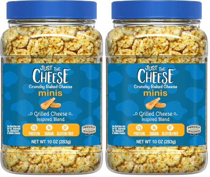 Just the Cheese Minis – Cheese & Aged Cheddar Blend Crisps, 12 oz Jar, Delicious Low-Carb Lifestyle Protein Chips, High-Protein, Gluten-Free Crisps, Keto-Friendly, Zero Sugar, Perfect Snack for Adults