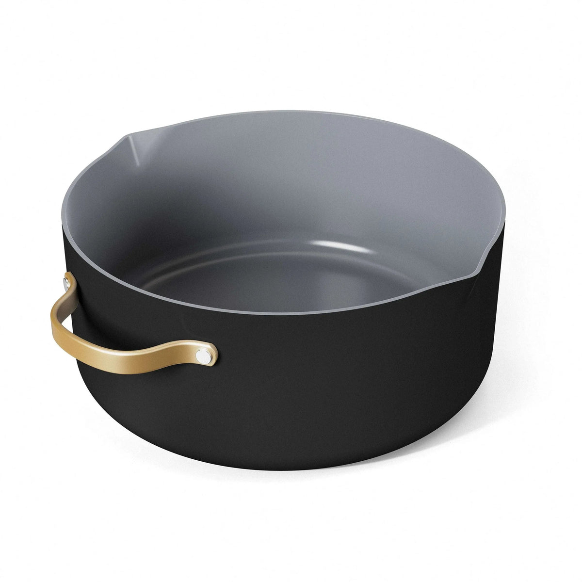Beautiful 8 Quart Ceramic Non-Stick Stock Pot with Strainer Lid, Black Sesame by Drew Barrymore