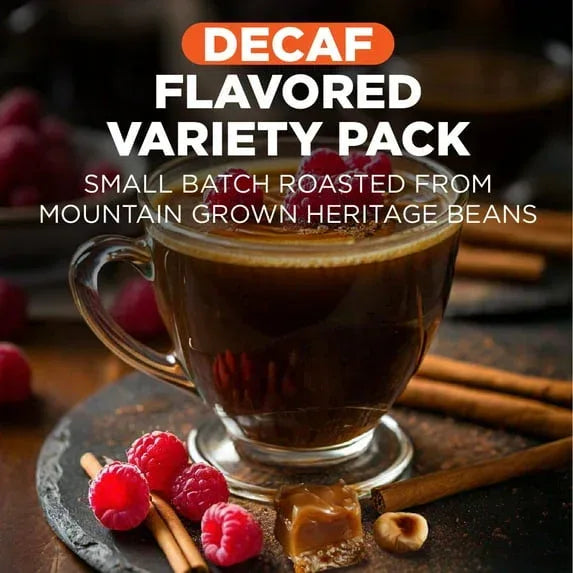 Maud's Flavored Decaf Coffee Pods Variety Pack, 24 ct, 6 Assorted Roasts & Flavors, Decaf Medium Roast Coffee in Recyclable Single Serve Pods - 100% Arabica Beans, Compatible with Keurig K Cups Maker