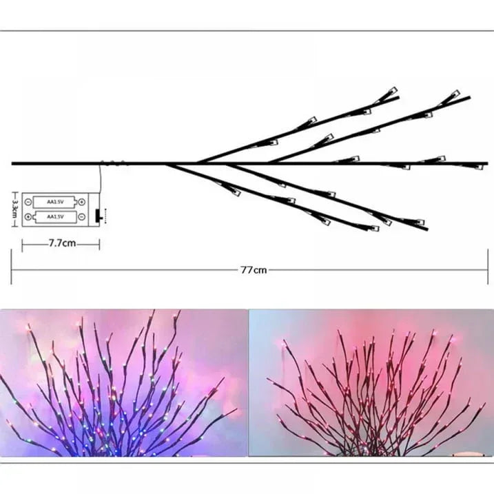 Pretty Comy 30" 20LED Lighted Branches Battery Operated Warm White Led Twigs Lighted Willow Branches Vase Fillers for Christmas Home Party Decoration Indoor Outdoor Use