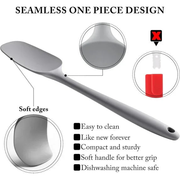Food Grade Silicone Rubber Spatula Set for Baking, TAIMASI 5Pcs Cooking Utensil Set, High Heat Resistant Non Stick Dishwasher BPA-Free-Gray