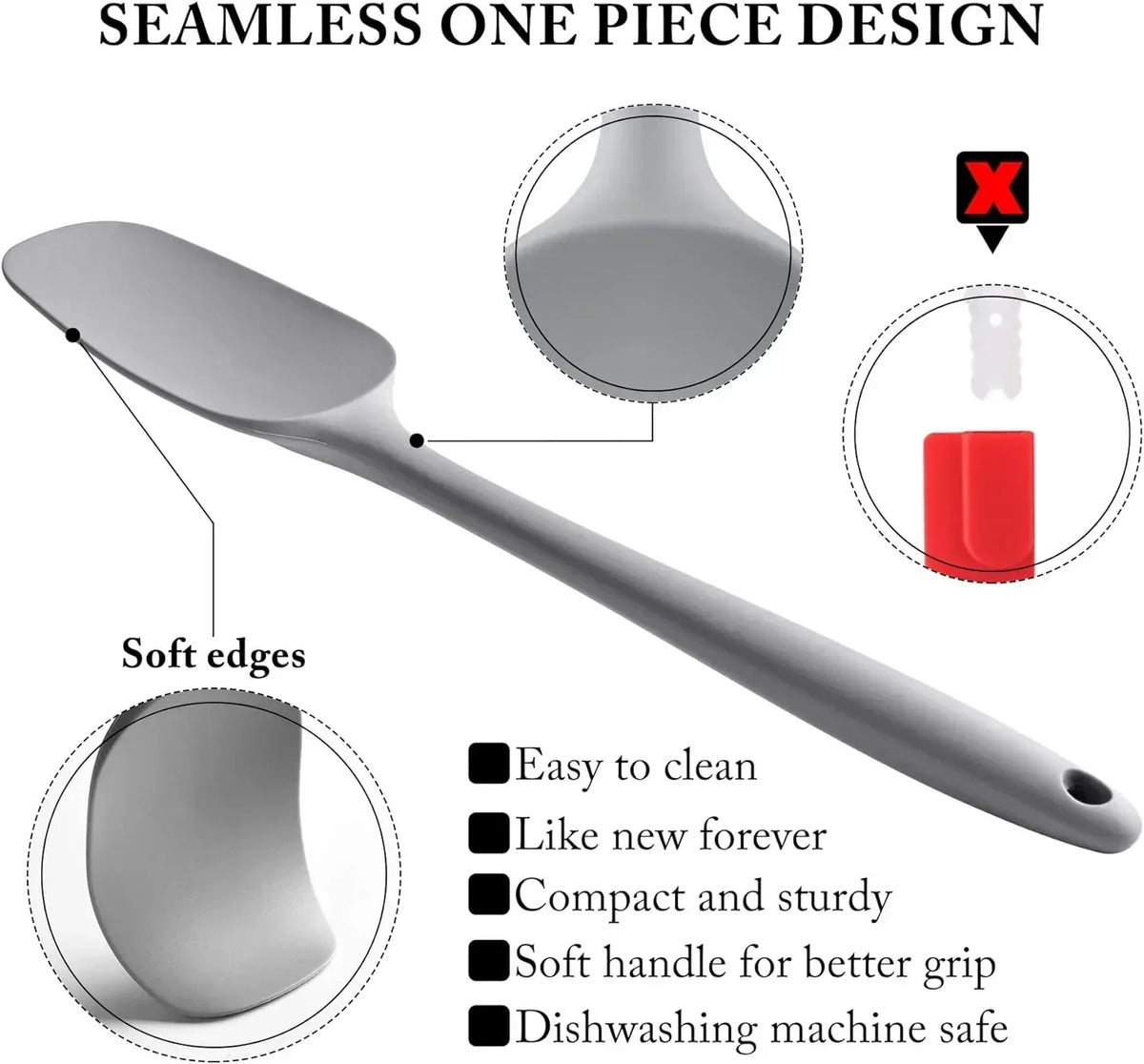 Food Grade Silicone Rubber Spatula Set for Baking, AOKIWO 5Pcs Cooking Utensil Set, High Heat Resistant Non Stick Dishwasher BPA-Free