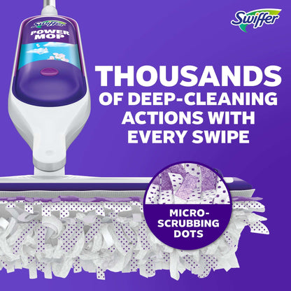 Swiffer Power Mop Kit with Refill, Unscented, 1 Handle + 1 solution & 2 Pads