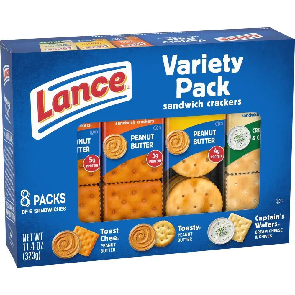 Sandwich Crackers, Variety Pack, 3 Flavors, 8 Individually Wrapped Packs, 6 Sandwiches Each
