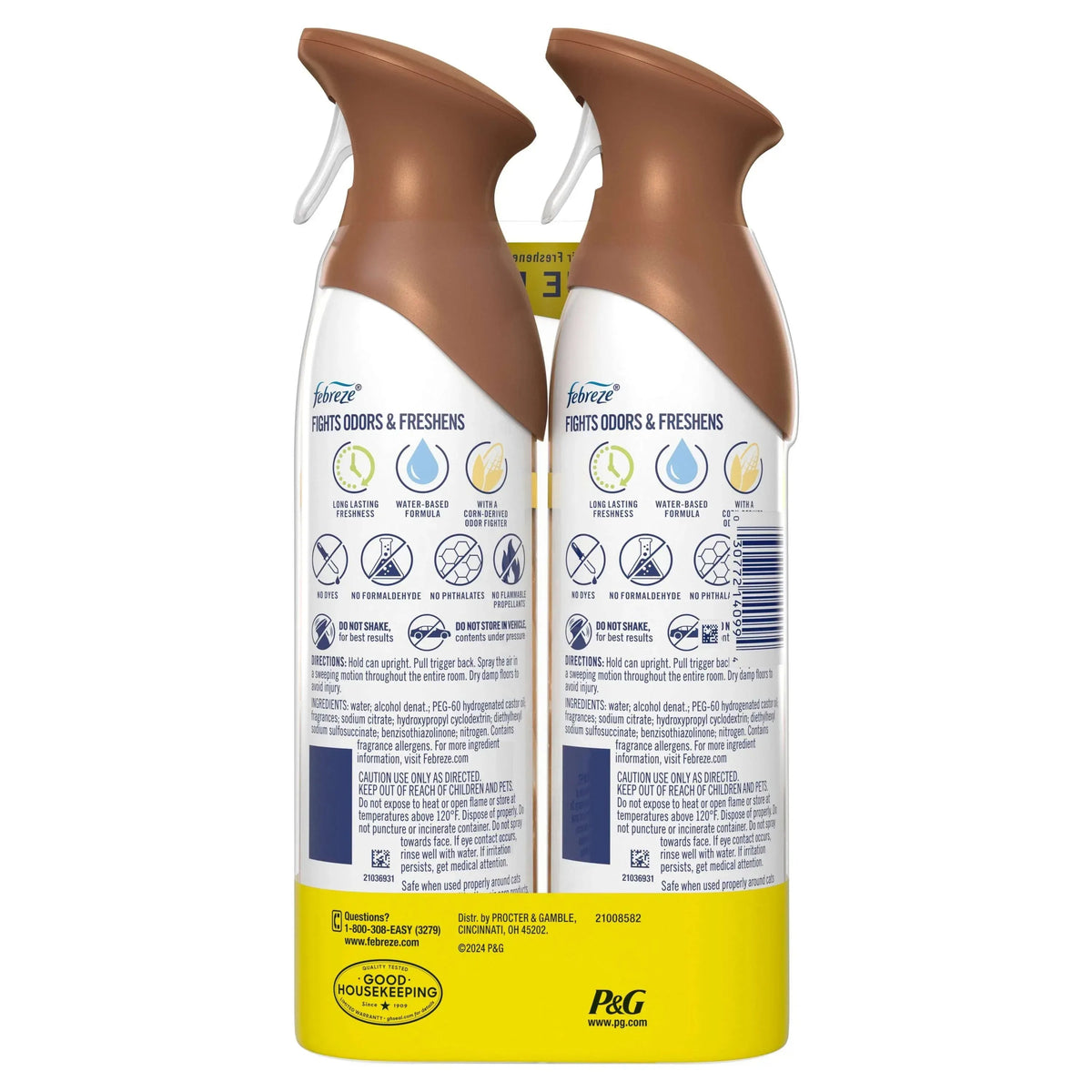 Febreze Air Mist, Odor-Fighting Air Freshener, Sea Salt Caramel & Maple, 8.8oz Aerosol, Pack of 2